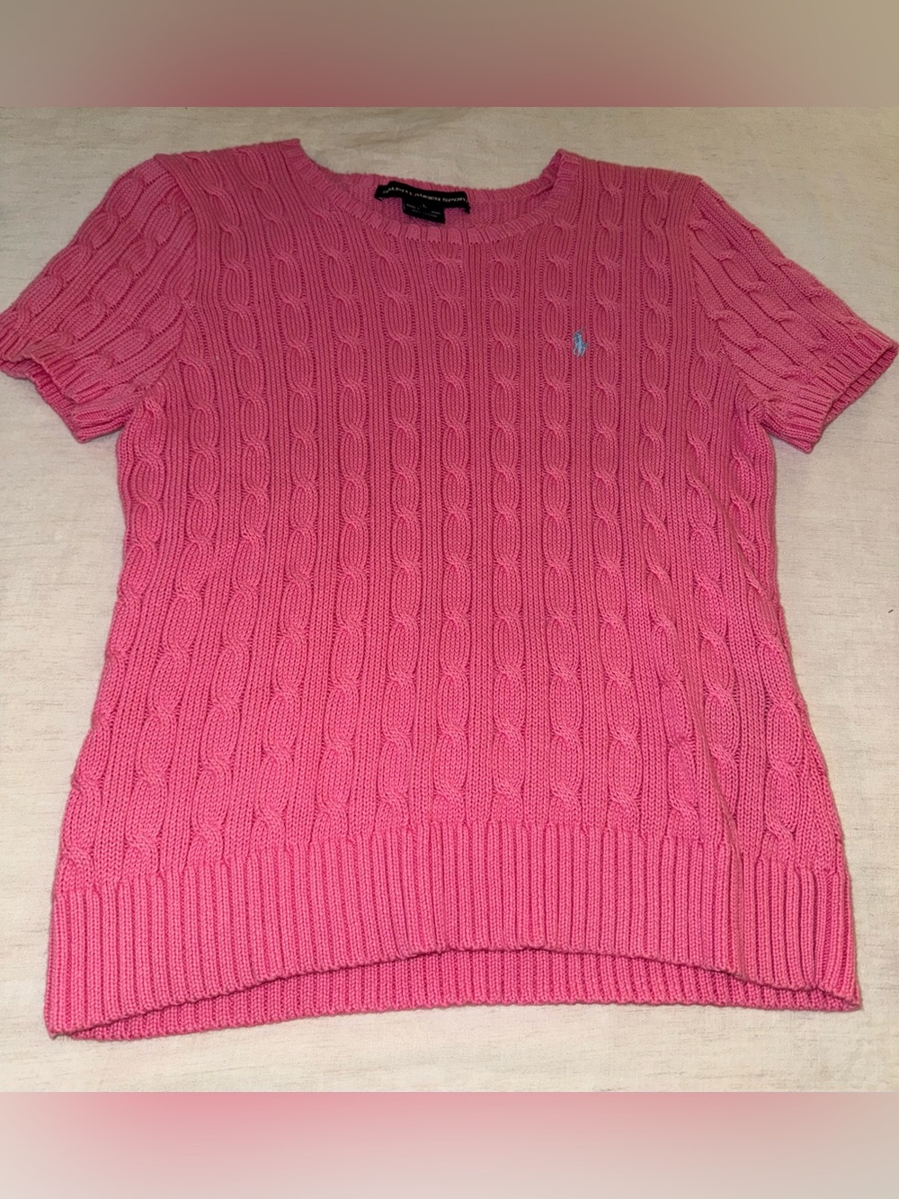 Ralph Lauren Sport Pink Cable-Knit Crewneck Sweater - Picture 3 of 4